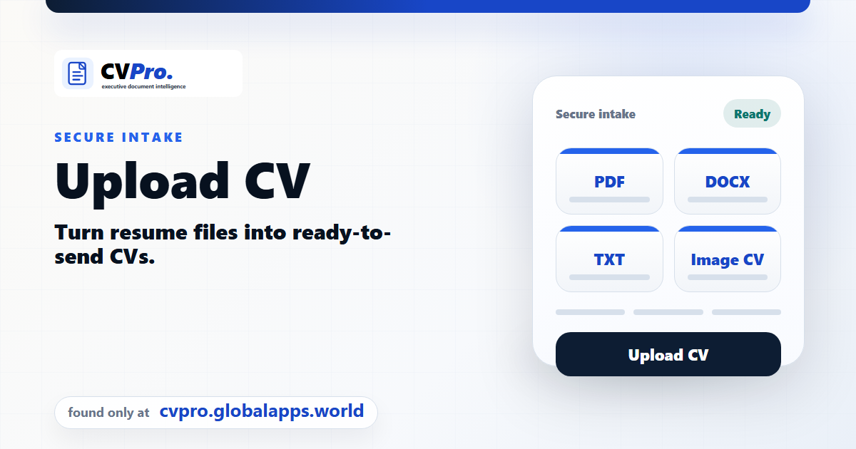 Preview of the CV Pro workspace